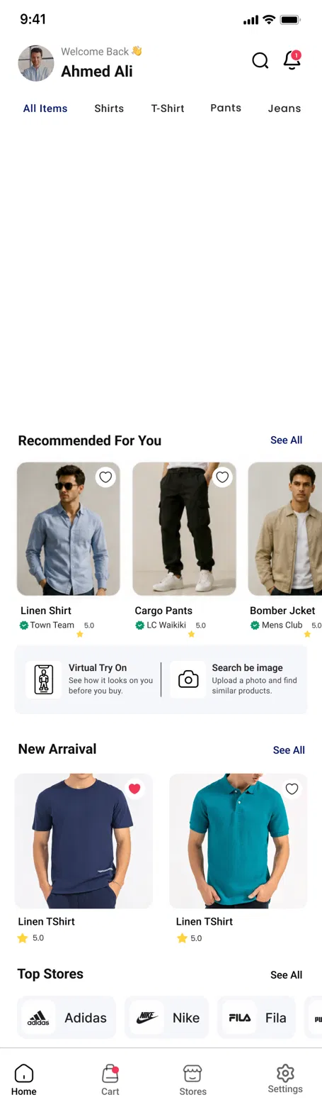 ZAY app home screen showing personalized recommendations and new arrivals
